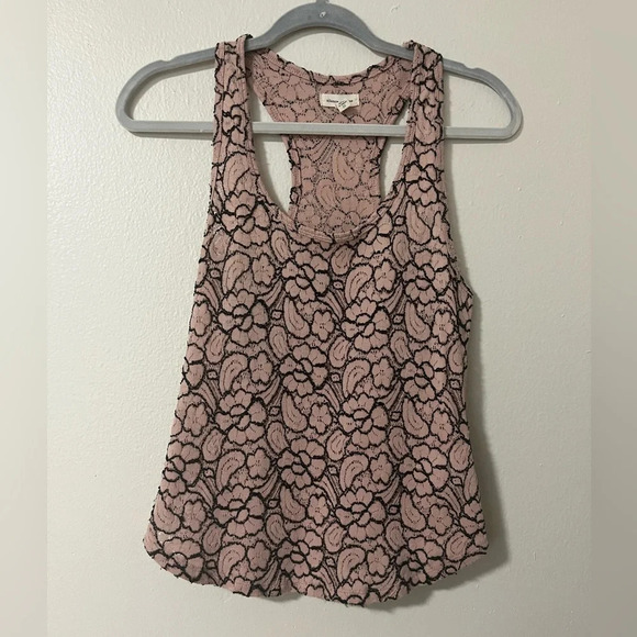Urban Outfitters Silence & Noise Pink Black Floral Lace Racerback Size Medium - Picture 1 of 5